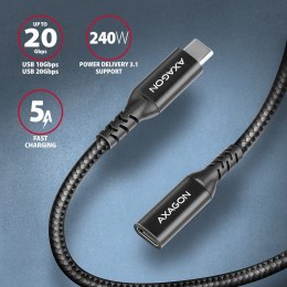 AXAGON BUCM32-CF05AB Kabel przedłużacz Gen2 USB-C - USB-C 0.5m, 5A, 20Gbps, PD 240W, oplot