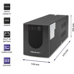 Qoltec Zasilacz awaryjny UPS | Monolith | 1500VA | 900W