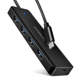 AXAGON HUE-C1C 4-portowy hub USB 5Gbps Travel, USB-C power IN, kabel Type-C 19cm, USB-C dodatkowe zasilanie