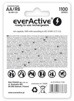 EverActive Akumulatory R6/AA 1100 mAH, blister 4 SZT. INFINITY LINE, technologia ready to use