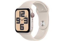 Apple Watch SE GPS + Cellular, 44mm Koperta z aluminium w kolorze księżycowej poświaty z paskiem sportowym w kolorze księżycowej poświ