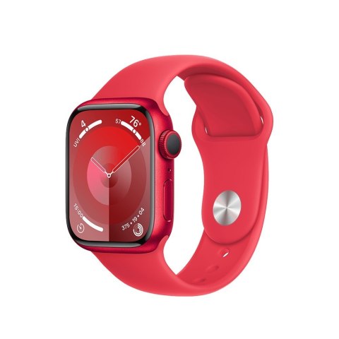 Apple Watch Serie 9 GPS, 41mm Koperta z aluminium z edycji (PRODUCT)RED z paskiem sportowy z edycji (PRODUCT)RED - S/M