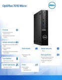 Dell Komputer Optiplex MFF/Core i3-13100T/8GB/256GB SSD/Integrated/WLAN + BT/Kb/Mouse/W11Pro