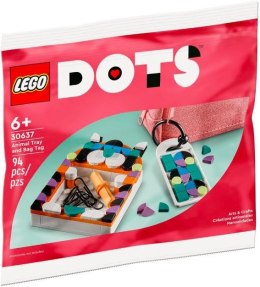 LEGO Klocki DOTS 30637 Tacka w kształcie zwierzaka i zawieszka na torbę