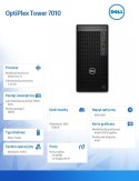 Dell Komputer Optiplex MT/Core i3-13100/8GB/256GB SSD/Integrated/DVD RW +/-8x/No Wifi/Kb/Mouse/180W/W11Pro