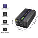 Qoltec Przetwornica napięcia Monolith 600 MS Wave | 12V na 230V | 300/600W | USB