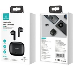 USAMS Słuchawki Bluetooth 5.3 TWS US14 dual mic. Czarne