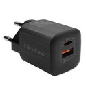 Qoltec Ładowarka sieciowa 35W GaN ULTRA | 5-20V | 2.25-3A | 1 x USB typeC PD | 1 x USB | Czarna