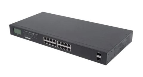 Intellinet Przełącznik Gigabit 16x RJ45, POE+, 2x SFP, LCD, Rack 19