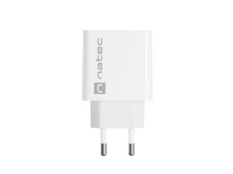 Natec Ładowarka sieciowa Ribera 1x USB-A + 1x USB-C 20W Biała