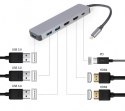 Gembird Adapter USB-C Hub USB-C PD HDMI x2 USB 3.0x3