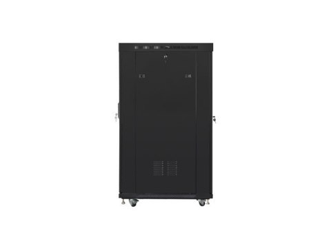 Lanberg Szafa stojąca 19 cali 22U 800x1000 drzwi szklane LCD (flat pack) V2 czarna