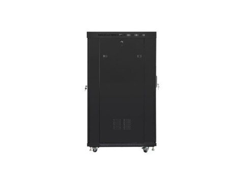 Lanberg Szafa stojąca 19 cali 22U 800x1000 drzwi szklane LCD (flat pack) V2 czarna