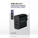 Qoltec Ładowarka Super Quick PD | 1xUSB-C | 1xUSB | 90W | 5-20V | 2.4-4.35A | Czarna