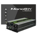 Qoltec Przetwornica napięcia Monolith | 3000W | 6000W | 24V na 230V | Czysty Sinus | LCD