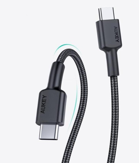 AUKEY CB-CD45 kabel USB-C - USB-C 0,9m 60W PD 3A 20V nylonowy oplot czarny
