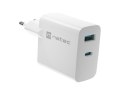 Natec Ładowarka sieciowa Ribera GAN 1X USB-A + 1X USB-C 45W Biała