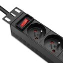 Qoltec Listwa zasilająca PDU do RACK 10" | 1U | 16A | 4xFrench | 1.8m