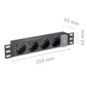 Qoltec Listwa zasilająca PDU do RACK 10" | 1U | 16A | 4xSchuko | 1.8m