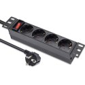 Qoltec Listwa zasilająca PDU do RACK 10" | 1U | 16A | 4xSchuko | 1.8m