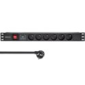 Qoltec Listwa zasilająca PDU do RACK 19" | 1U | 16A | 6xFRENCH | 1.8m