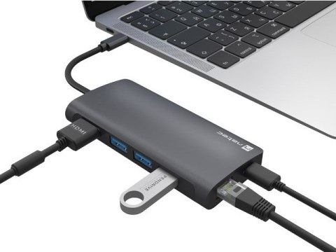 Natec Multiport Adapter Fowler 2 V2 USB-C->HUB USB 3.0 3X, HDMI4K
