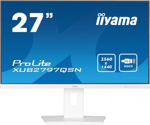 IIYAMA Monitor 27 cali XUB2797QSN-W1 IPS,QHD,USB-c Dock 65W,HDMI, WHITE /5y/