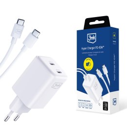 3mk Protection Ładowarka sieciowa 3mk Hyper Charger PD 45W+USB Cable C to C White