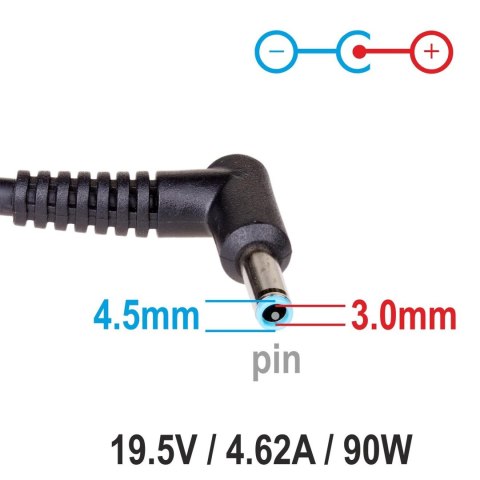 AKYGA Zasilacz sieciowy Akyga AK-ND-53 do notebooka 19,5V/4,62A 90W 4.5x3.0mm + pin