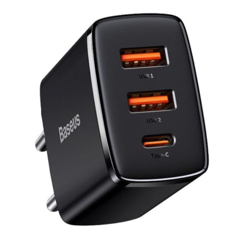 Baseus Ładowarka sieciowa Baseus Compact CCXJ-E01 30W z dwoma gniazdami USB QC3.0 oraz USB-C PD 3.0