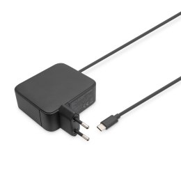 Digitus Ładowarka sieciowa DIGITUS zasilacz 1x USB-C PD 3.0 max. 100W GaN zintegrowany kabel 1,2m czarna