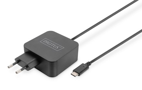 Digitus Ładowarka sieciowa DIGITUS zasilacz 1x USB-C PD 3.0 max. 65W zintegrowany kabel 1,2m czarna