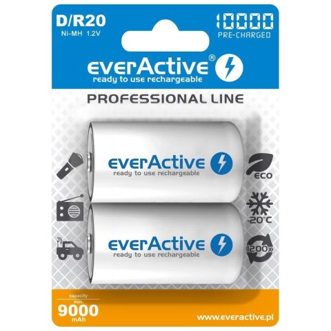 Everactive Akumulatorki D/R20 everActive Professional Line 10000 mAh 2 sztuki