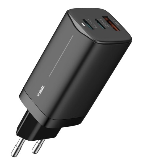 IBOX Ładowarka sieciowa GaN iBOX C-65 USB-C PD65W, kabel USB-C, Black