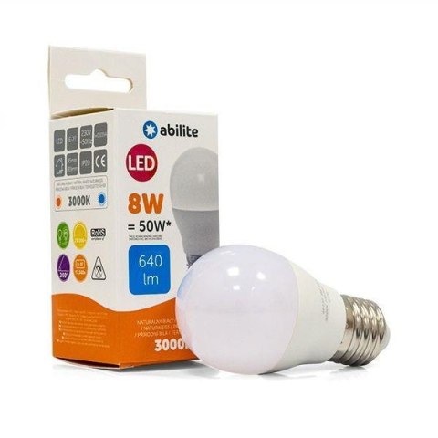 Inni producenci Żarówka LED Abilite kulka mleczna b.ciepła E27 8W/230V 640lm G45