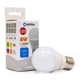 Inni producenci Żarówka LED Abilite kulka mleczna b.neutralna E27 8W/230V 640lm G45