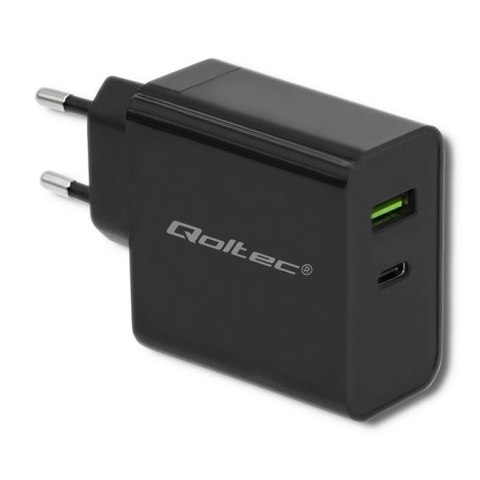 Qoltec Ładowarka sieciowa Qoltec 45W | 5-20V | 2.25-3A | USB typ C PD | USB | Czarna