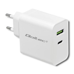 Qoltec Ładowarka sieciowa Qoltec 45W | 5-20V | 2.4-3A | USB typ C PD | USB | Biała