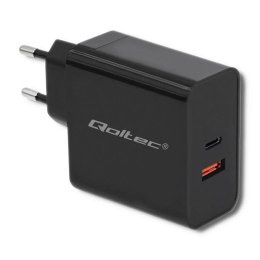 Qoltec Ładowarka sieciowa Qoltec 63W | 5-20V | 1.5-3A | USB typ C PD | USB QC 3.0 | Czarna