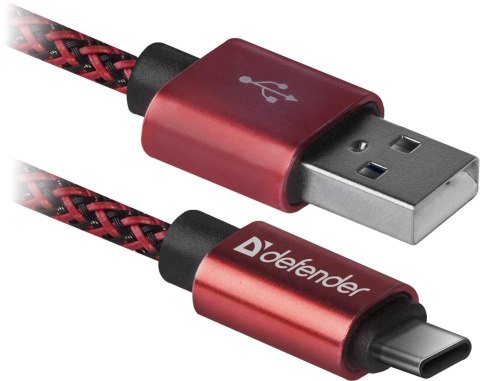 Defender Kabel USB Defender AM-TYPE C 1m 2,1A czerwony