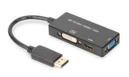 Digitus Kabel adapter DIGITUS 3w1 DisplayPort 4K 30Hz/1080p 60Hz DP / HDMI(UHD)+DVI-I+VGA (FHD) M/Ż 0,2m