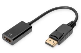 Digitus Kabel adapter DIGITUS DisplayPort z zatrzaskiem 4K 60Hz UHD Typ DP/HDMI A M/Ż czarny 0,2m