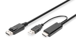 Digitus Kabel adapter DIGITUS HDMI 4K 30Hz zasilanie USB A na DisplayPort 2m