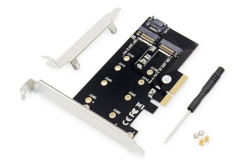 Digitus Karta rozszerzeń (Kontroler) DIGITUS M.2 NGFF/NVMe SSD PCIe 3.0 SATA 80, 60, 42, 30 mm