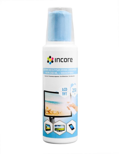 Incore Zestaw do czyszczenia ekranów INCORE płyn 250 ml + mikrofibra