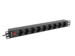 LANBERG Listwa zasilająca Lanberg do RACK 1U 16A PDU 9x Schuko 3m czarna