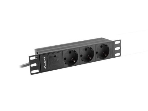 LANBERG Listwa zasilająca Lanberg do szaf 10" 1U 10A PDU 3x Schuko 2m czarna