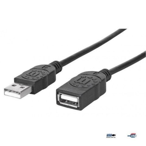 Manhattan Kabel Manhattan przedłużacz USB 2.0 A-A M/F 0,5m, czarny