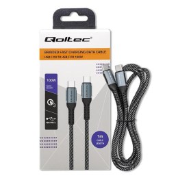 Qoltec Kabel USB Qoltec 2.0 typ C | USB 2.0 typ C 100W| QC 3.0 | PD | 1m | Czarny