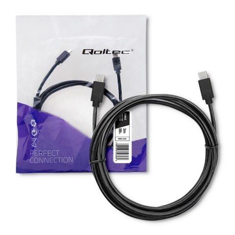 Qoltec Kabel USB Qoltec 2.0 typ C męski | USB 2.0 typ C męski | 3m | Czarny